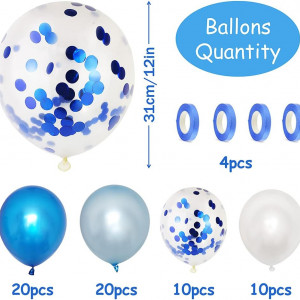 Set baloane NHHEO, latex, albastru/alb, 60 piese, 31 cm - Img 5