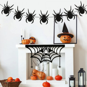 Set banner si decor pentru Halloween Qpout, pasla/hartie/plastic, negru, 4 m / 80 x 48 cm - Img 3
