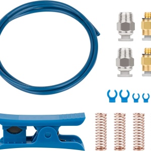 Set cablu teflon si conector pentru imprimanta 3D Creality, metal/plastic, albastru/auriu/argintiu