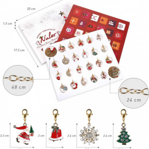 Set calendar de advent Naler, model de Craciun, 24 piese, carton/metal, multicolor, 20 x 17,5 x 1,5 cm - Img 3