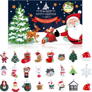 Set calendar de advent pentru Craciun Naler, rasina, multicolor, 24 piese