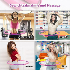 Set cerc pentru fitness/masaj si coarda de sarit Hula Hoop Zitfri, spuma EVA, negru/roz/mov, 100 cm - Img 2