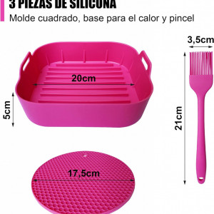 Set cos cu baza si pensula pentru friteuza cu aer Capulatte, silicon, roz - Img 7