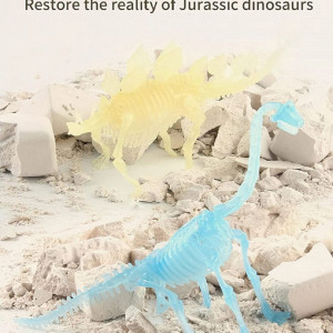 Set cu schelet de dinozaur si kit de cautare Sipobuy, plastic, albastru, Fosila-Brachiosaurus, 12,5 x 5, 5 x 17,5 cm - Img 4