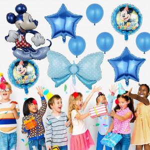 Set de 10 baloane pentru petrecere Hilloly, folie/latex, albastru - Img 5