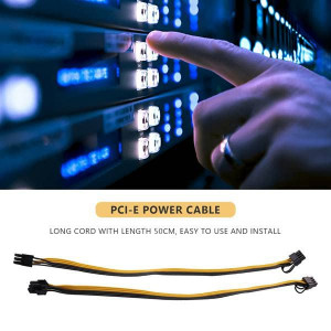 Set de 10 cabluri de alimentare cu 6+2 pini Smallterm, plastic, galben/negru, 50 cm - Img 2