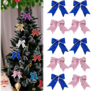 Set de 10 fundite pentru Craciun Ltsbaed, plastic, roz/albastru, 13 x 13 cm