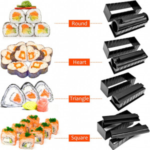 Set de 10 ustensile pentru preparare sushi JJYHEHOT, plastic, negru - Img 6