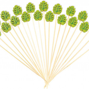 Set de 100 betisoare pentru Cocktail Cuayaes, bambus, verde/natur, 13 cm