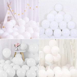 Set de 100 de baloane pentru petrecere JIASHA, latex, alb, 25 cm - Img 1