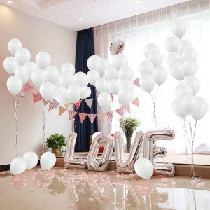 Set de 100 de baloane pentru petrecere JIASHA, latex, alb, 30 cm - Img 4