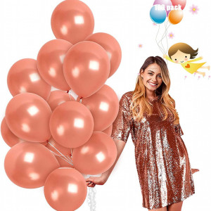 Set de 100 de baloane pentru petrecere JIASHA, latex, rose gold, 30 cm - Img 1