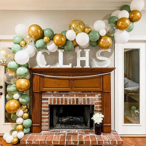 Set de 117 baloane pentru petrecere Hileyu, latex, alb/verde/auriu - Img 4
