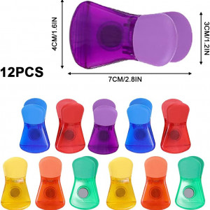 Set de 12 clipsuri magnetice TSLBW, plastic, multicolor, 7 x 4 x 3 cm - Img 5