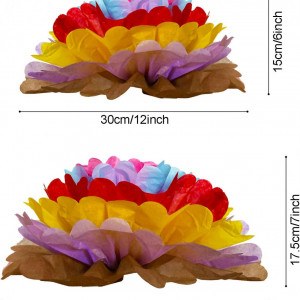 Set de 12 decoratiuni pompoms ZERODECO, hartie/poliester, multicolor, 30 x 15 cm / 35 x 17, 5 cm 