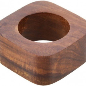 Set de 12 inele pentru servetele Ajuny, lemn masiv, maro inchis, 5 cm - Img 3