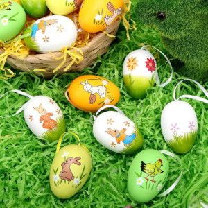 Set de 12 oua colorate pentru Paste BROMMAT, plastic, multicolor, 6 x 4 cm - Img 2