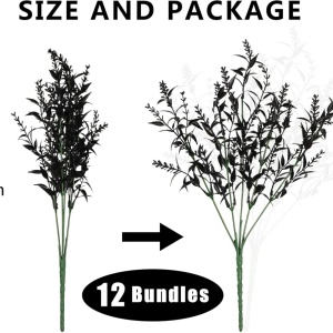 Set de 12 plante artificiale Homcomodar, plastic, negru, 35 cm