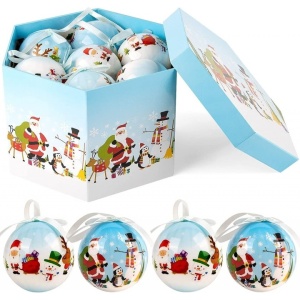 Set de 14 globuri de Craciun Abxmas, multicolor, plastic, 7,5 cm
