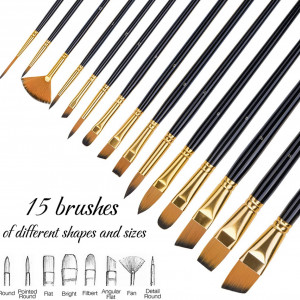 Set de 15 pensule profesionale Fuumuui, maro, par/lemn, 28-30 cm - Img 5