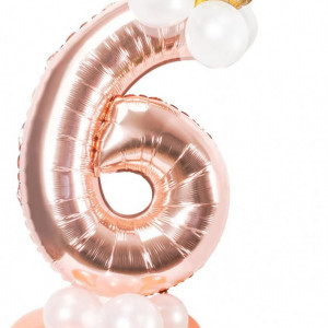 Set de 17 baloane pentru aniversare a 6 ani PARTY GO, folie/latex, rose gold, 106 cm 