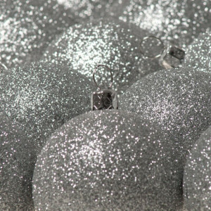 Set de 18 globuri Xmas Glitter, argintiu - Img 3