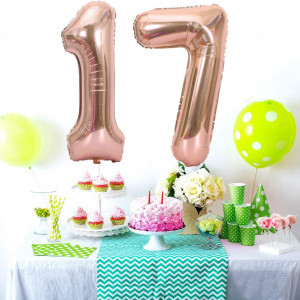 Set de 2 baloane pentru aniversare 17 ani Feelairy, folie, rose, 100 cm - Img 7