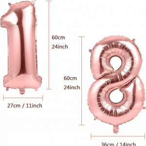 Set de 2 baloane pentru aniversare 18 ani Gwhole, folie, rose, 60 cm - Img 5