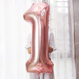 Set de 2 baloane Zooting, cifra 21, folie, rose, 101 cm - Img 3