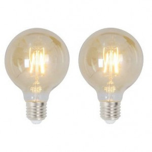 Set de 2 becuri Mendota, LED, metal/sticla, 9.5 x 13.5 cm, 4w