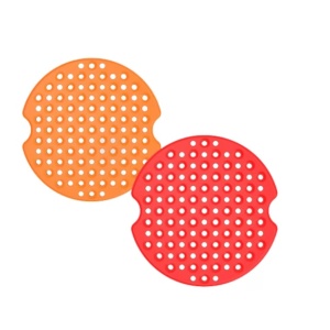 Set de 2 covorase pentru friteuza Tohilacle, silicon, rosu/portocaliu, 20 cm - Img 6