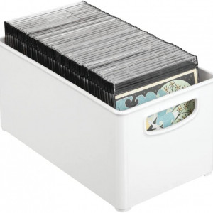 Set de 2 cutii de depozitare mDesign, plastic, alb, 25,4 x 15,2 x 12,7 cm - Img 5