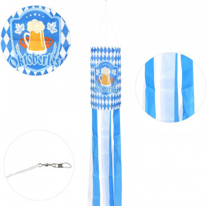 Set de 2 decoratiuni suspendate pentru petrecere HONMOK, poliester, alb/albastru, 130 x 15 cm - Img 3
