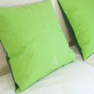 Set de 2 fete de perna Amouhom, hartie Kraft, verde inchis/verde deschis, 50 x 50 cm - Img 5