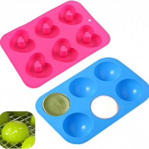 Set de 2 forme pentru prajituri KeepingcooX, silicon, roz/albastru, 28.5 x 16.5 x 3.5 cm / 26.5 x 18 x 3.5 cm