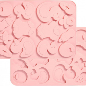 Set de 2 forme pentru prajituri URLIFEHALL, silicon, roz, 234 x 166 mm