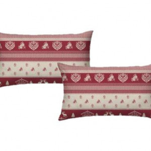 Set de 2 huse pentru perna Tirolo, textil, crem/rosu, 50 x 80 cm