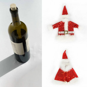 Set de 2 huse pentru sticlele de vin de Craciun DYWW, rosu, textil, 7 cm x 13 cm / 16cm x 18cm / 13 cm x 16 cm - Img 3