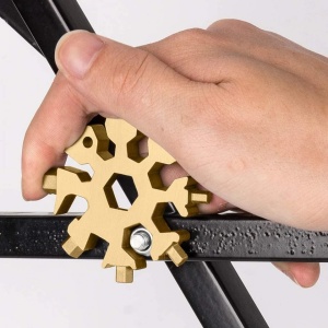 Set de 2 instrumente multifunctionale pentru bricolaj 18 in 1 MIMIVIVA, otel inoxidabil, auriu, 6 x 6 cm