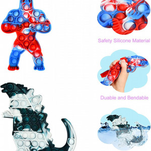 Set de 2 jucarii antistres EKKONG, model Godzilla si King Kong, silicon, multicolor - Img 6