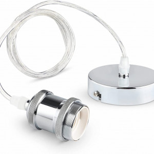 Set de 2 kit-uri de lumina pentru soclu E27 Befurglor, cablu reglabil 1,2 m, metal, alb crom - Img 6