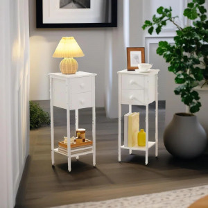 Set de 2 noptiere Mason Furniture, PAL/metal, alb, 25 x 25 x 74 cm