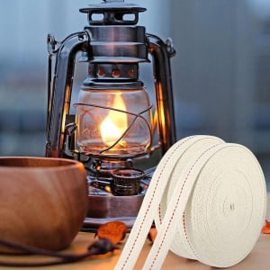 Set de 2 role cu fitil pentru lampa cu petrol HuaJiao, bumbac, alb, 6 m x 2 cm