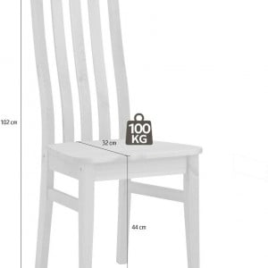 Set de 2 scaune Home Affaire, lemn masiv, alb, 102 x 43 x 52 cm 