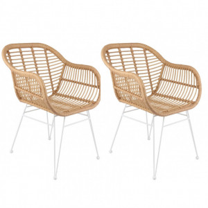 Set de 2 scaune Costa, maro deschis/ alb, 59 x 81 x 58 cm - Img 1
