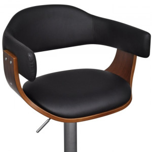 Set de 2 scaune de bar, PAL/metal, maro/negru, 54 x 46,5 cm - Img 4
