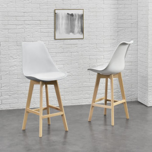 Set de 2 scaune de bar Pereira, alb/maro, 105 x 48 x 58 cm - Img 5