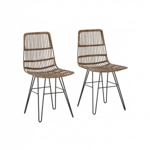 Set de 2 scaune Filli, ratan/metal, gri, 45 x 41 x 48 cm - Img 1