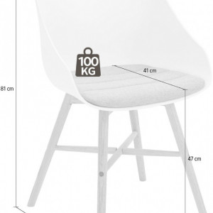 Set de 2 scaune Ken, tesatura/lemn, alb/gri/maro, 50 x 54 x 81 cm - Img 6