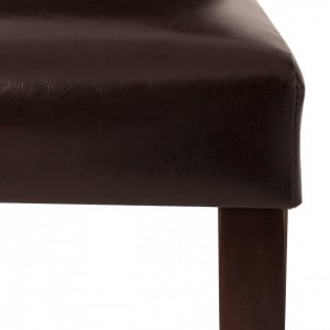 Set de 2 scaune Lucca piele sintetica/lemn masiv de pin, maro inchis, 43 x 56 x 92 cm - Img 4